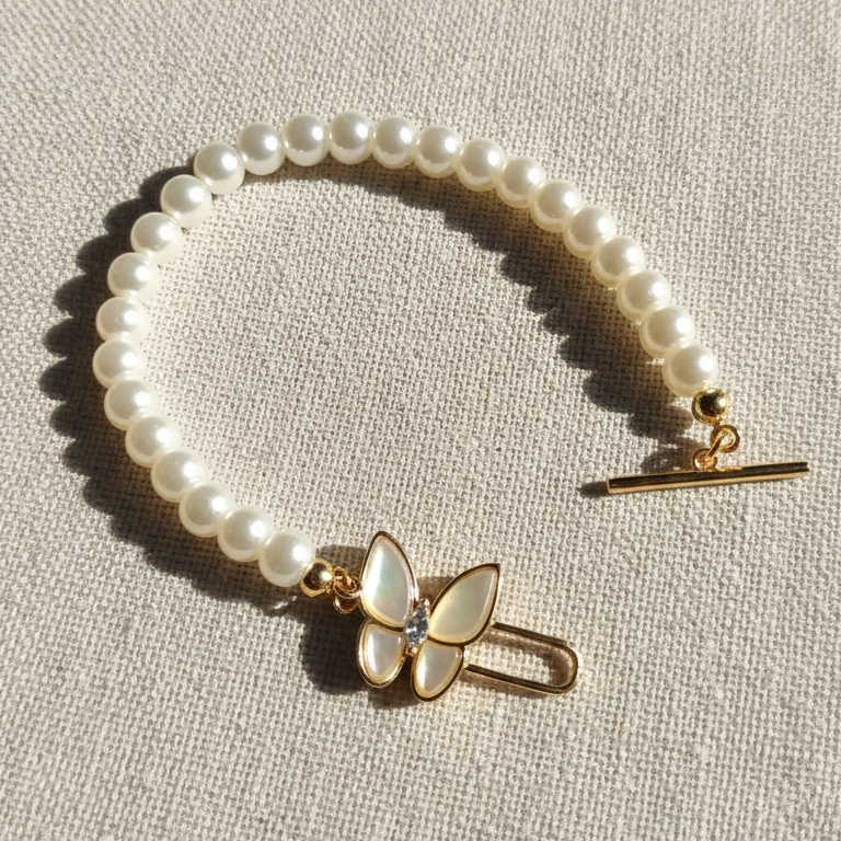 Pearl butterfly bracelet