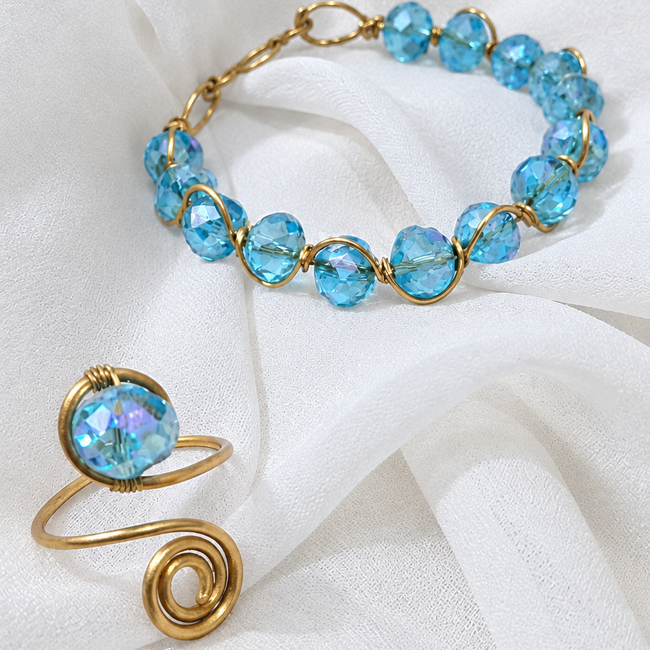Crystal bracelet and ring