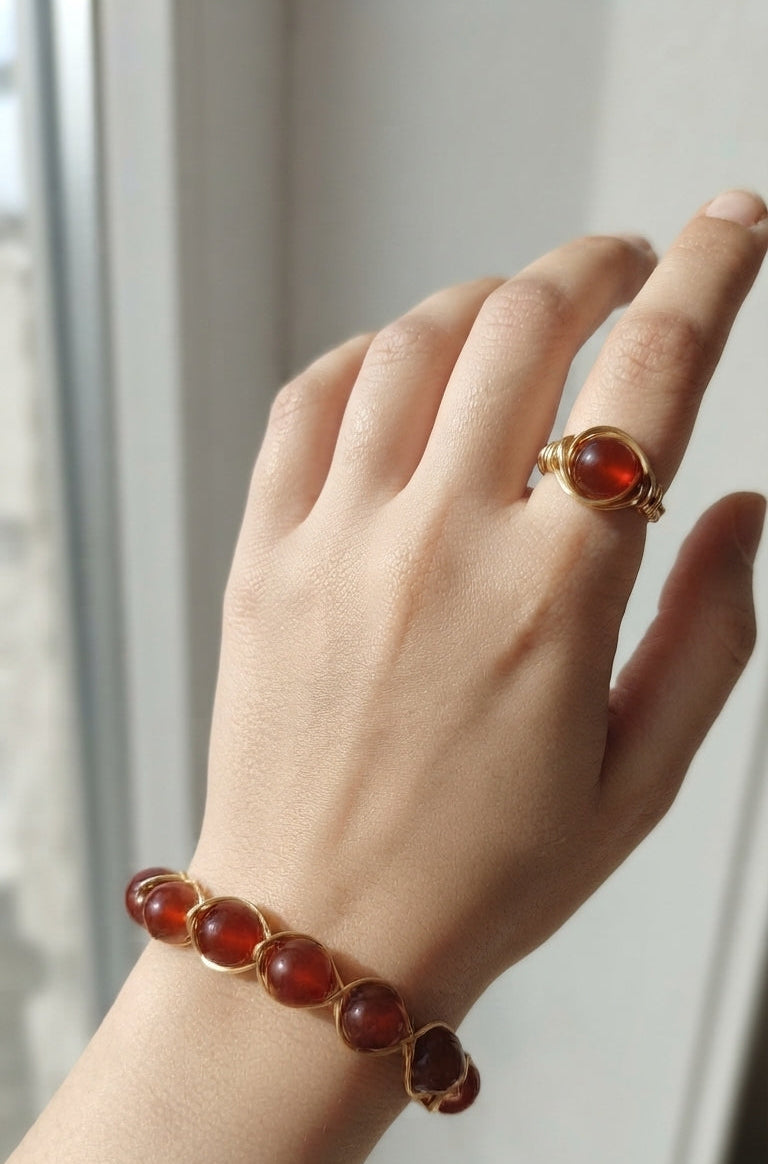 Natural Agate Bracelet and Ring