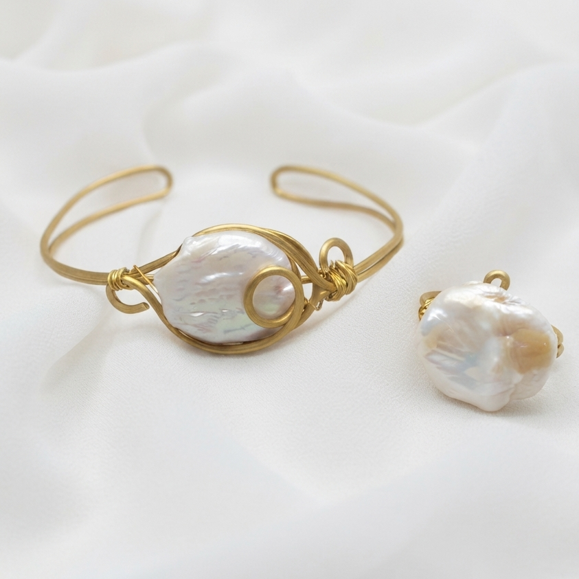 Natural Pearl Bracelet and Ring Set