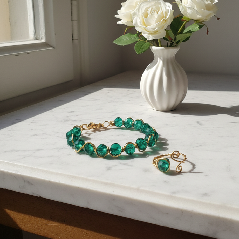 طقم اسورة وخاتم كريستال