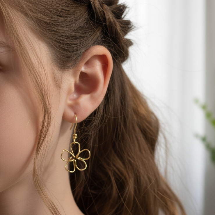 حلق وردة نحاس هاند ميد