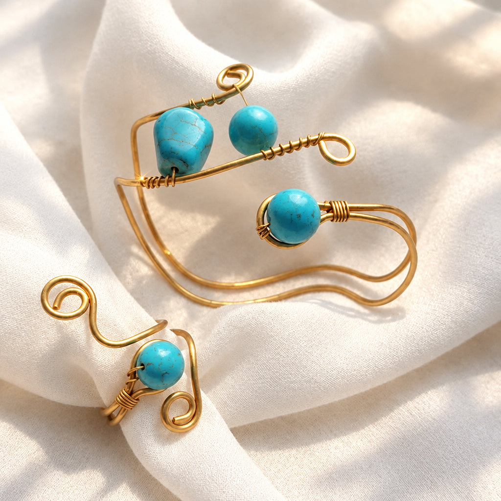 Free size Turquoise Ring&Bracelet Set